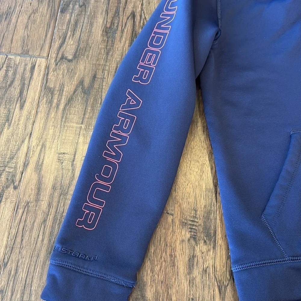 Under Armour Kids Navy and Orange Zip-up fleece lined Hoodie